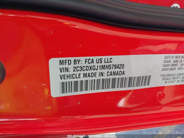 2C3CDXGJ1MH579420 Dodge Charger Scat Pack Widebody Rwd