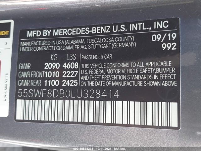 55SWF8DB0LU328414 Mercedes-Benz C 300