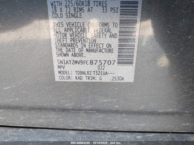 Nissan Rogue Sl 2015 5N1AT2MV9FC875707 Image 9