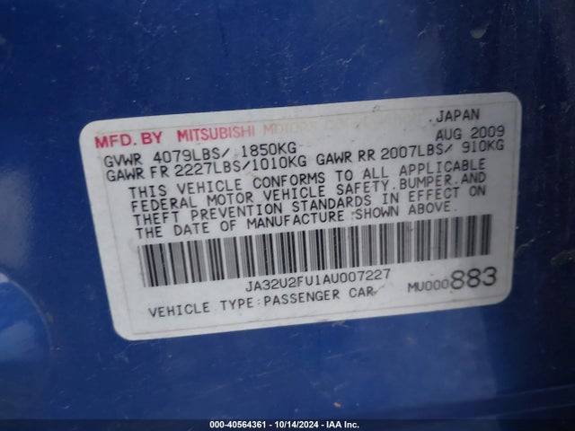 2010 MITSUBISHI LANCER JA32U2FU1AU007227 Photo 8