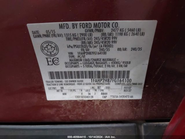 1FAHP2H87FG164100 Ford TAURUS SEL