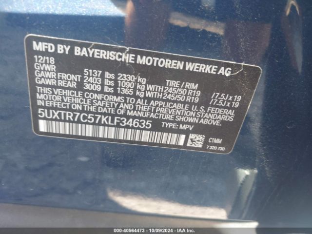 5UXTR7C57KLF34635 BMW X3 Sdrive30i