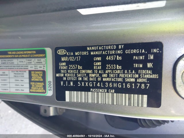 KIA Optima Lx 2017 5XXGT4L36HG161787 Image 9