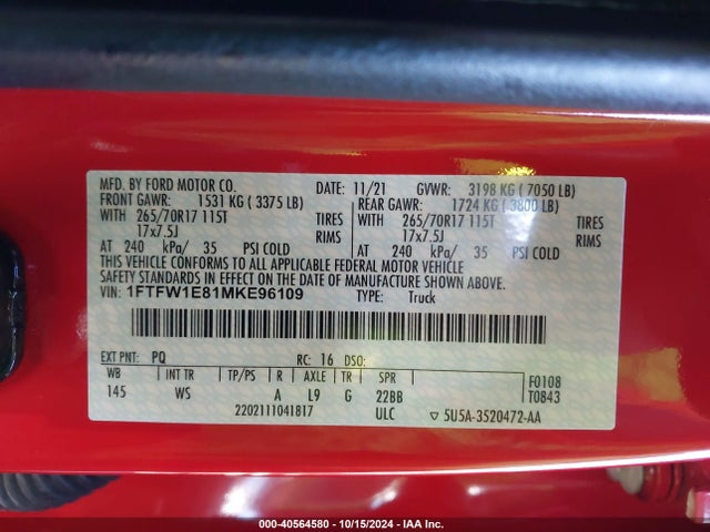 Ford F-150 Xl 2021 1FTFW1E81MKE96109 Image 9