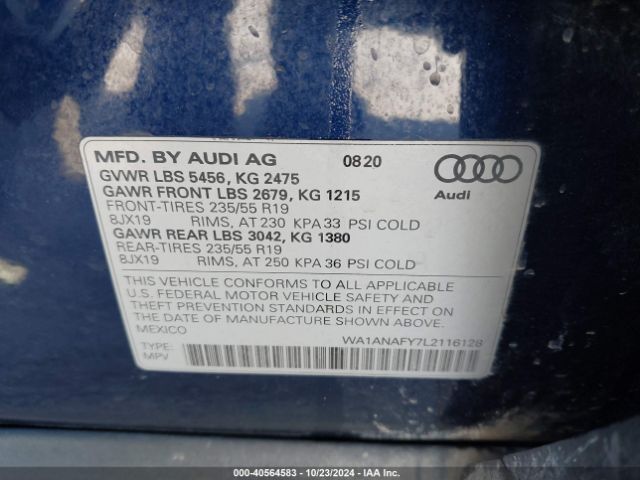 WA1ANAFY7L2116128 Audi Q5 Premium 45 Tfsi Quattro S Tronic