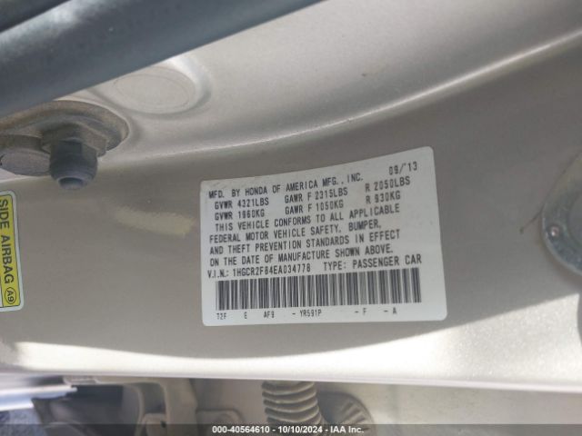 1HGCR2F84EA034778 Honda Accord Ex-l
