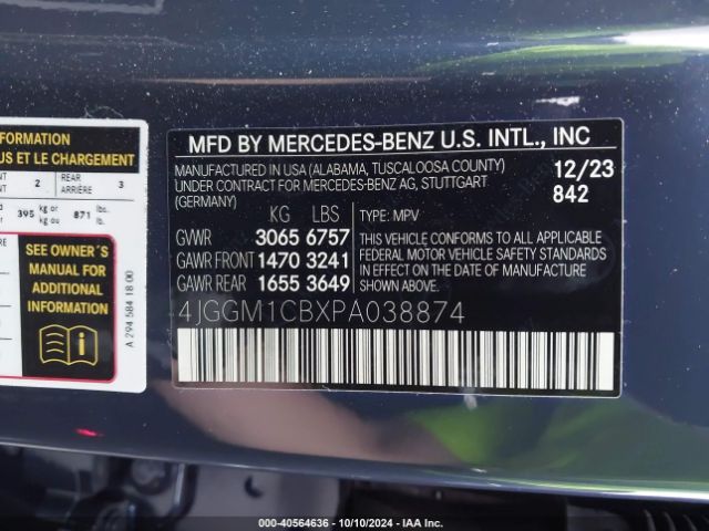 4JGGM1CBXPA038874 Mercedes-Benz Eqe 350 Suv 4matic