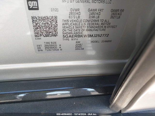 Продажа на аукционе авто 2021 Buick Enclave Fwd Essence, vin: 5GAERBKW3MJ252772, номер лота: 40564652