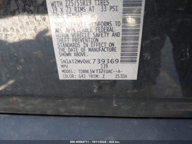 Nissan Rogue Sl 2017 5N1AT2MV0HC739369 Image 9