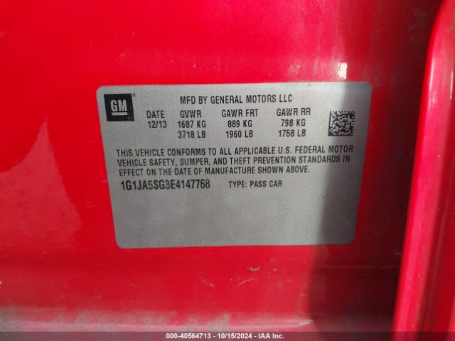 1G1JA5SG3E4147768 Chevrolet Sonic Ls Auto