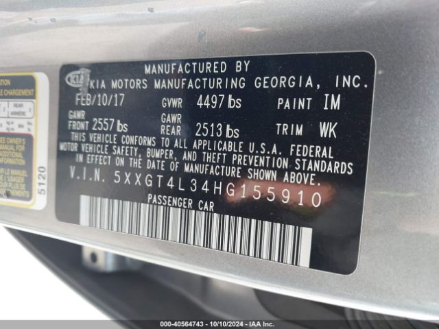 5XXGT4L34HG155910 KIA Optima Lx