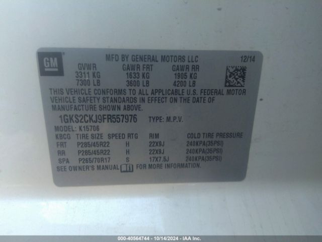 1GKS2CKJ9FR557976 GMC YUKON DENALI