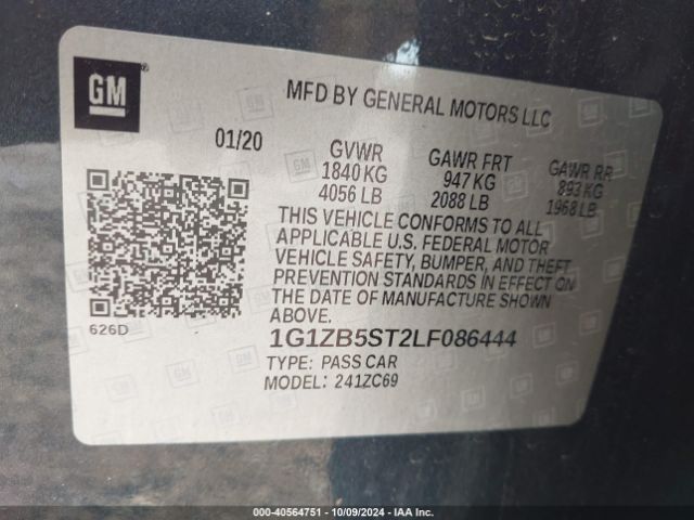 1G1ZB5ST2LF086444 Chevrolet Malibu Fwd Ls