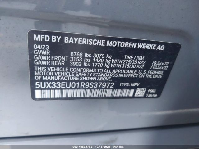 5UX33EU01R9S37972 BMW X5 M60i