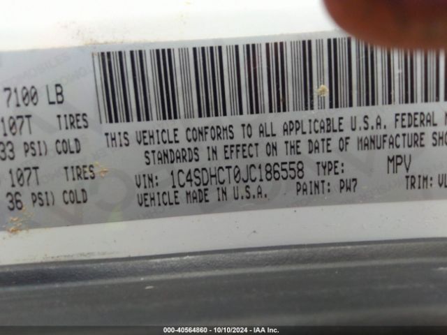 1C4SDHCT0JC186558 Dodge Durango R/t Rwd