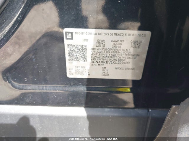 Chevrolet EQUINOX LT 2019 3GNAXKEV1KL229400 Image 9