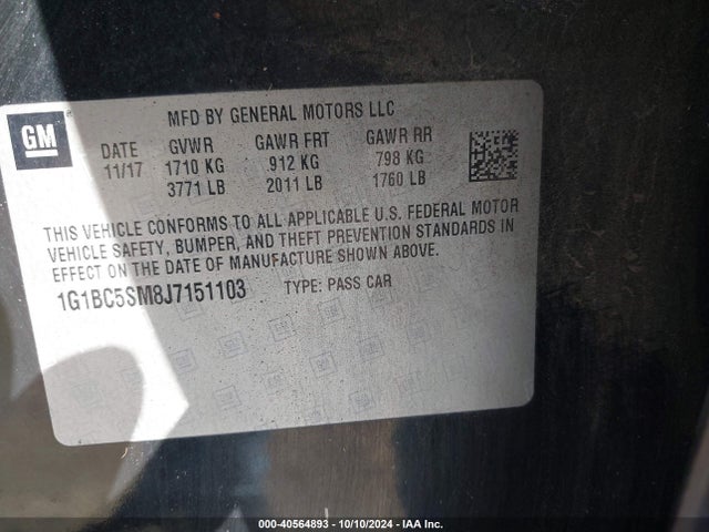 Chevrolet Cruze Ls Auto 2018 1G1BC5SM8J7151103 Image 9