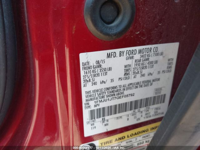 1FMJU1JT7GEF05792 Ford Expedition Xlt