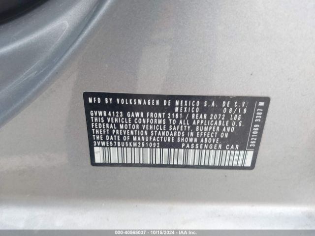 3VWE57BU5KM251092 Volkswagen Jetta 1.4t Sel