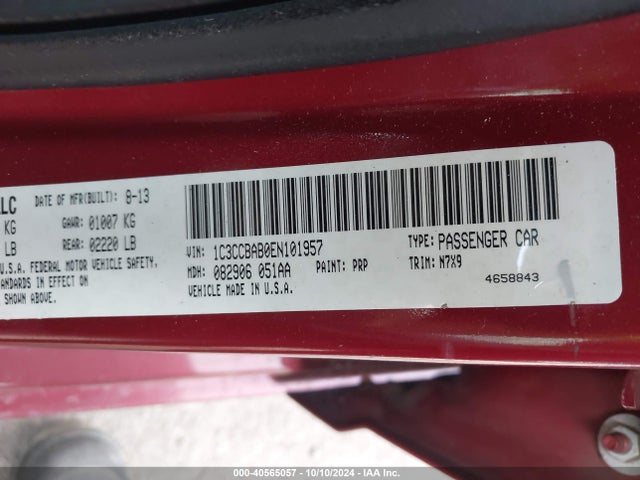 Chrysler 200 LX 2014 1C3CCBAB0EN101957 Image 9