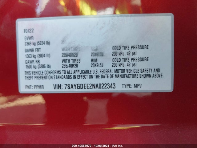 2022 TESLA MODEL Y 7SAYGDEE2NA022343 Photo 8