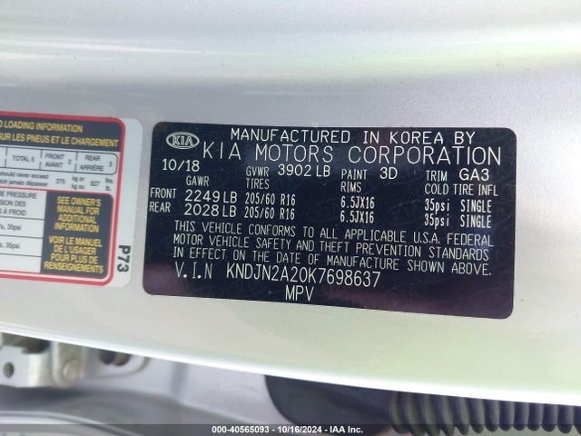KIA Soul 2019 KNDJN2A20K7698637 Image 9
