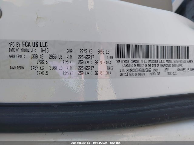 Dodge Grand Caravan Sxt 2016 2C4RDGCG4GR125662 Image 9