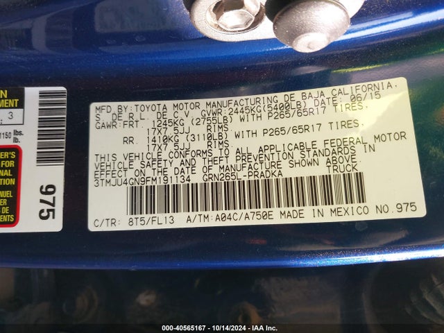 3TMJU4GN9FM191134 Toyota 1gr-fe