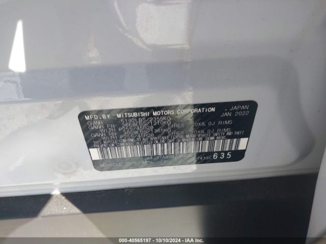 2022 MITSUBISHI OUTLANDER JA4J3TA89NZ067307 Photo 8