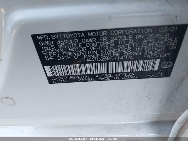 Lexus IS 300 2021 JTHAA1D26M5114076 Image 9