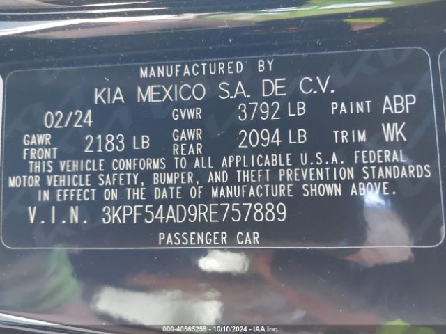 3KPF54AD9RE757889 KIA Forte Gt-line