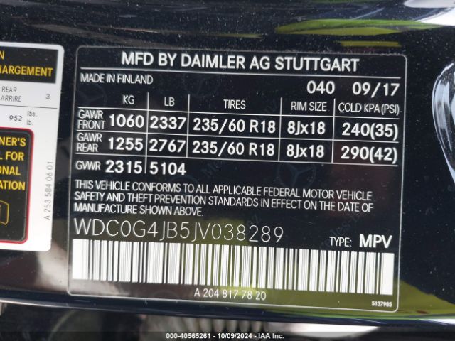 WDC0G4JB5JV038289 Mercedes-Benz GLC 300
