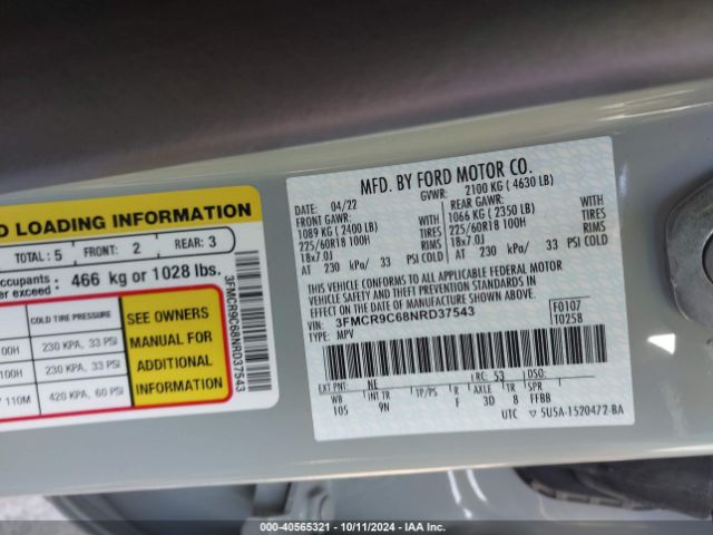3FMCR9C68NRD37543 Ford Bronco Sport Outer Banks