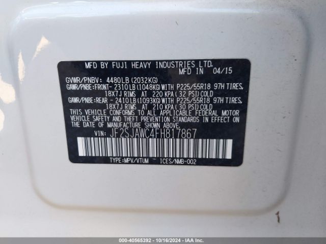 JF2SJAWC4FH817867 Subaru Forester 2.5i Touring