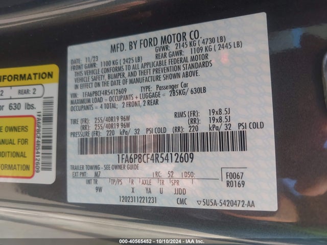 Ford Mustang Gt Premium Fastback 2024 1FA6P8CF4R5412609 Image 9