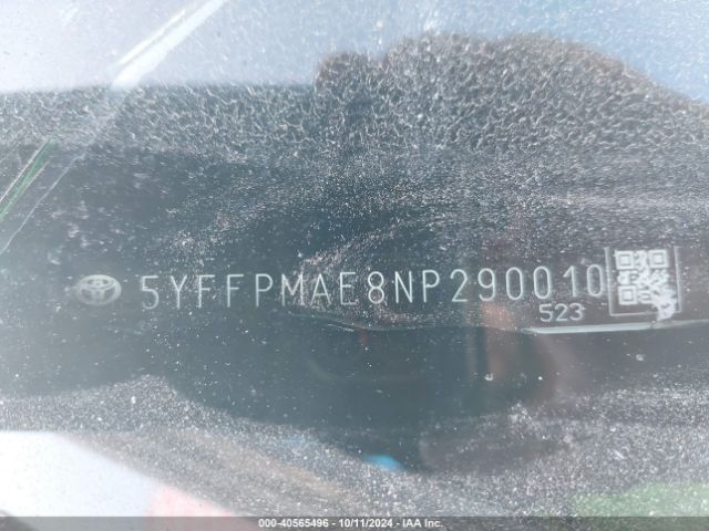 5YFFPMAE8NP290010 Toyota Corolla Xle