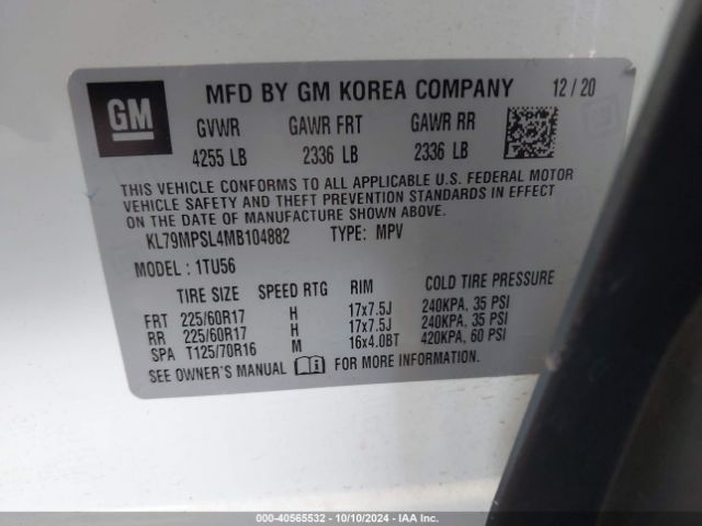 KL79MPSL4MB104882 Chevrolet Trailblazer Fwd Lt