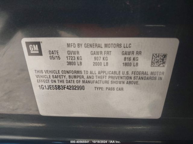 1G1JE5SB3F4202990 Chevrolet Sonic Ltz Auto