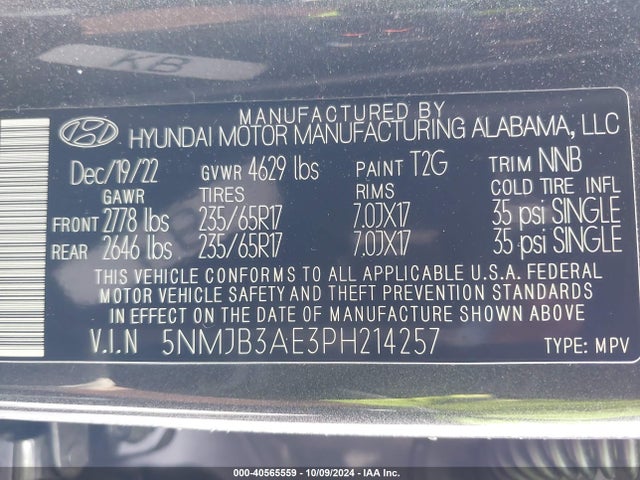 Hyundai TUCSON SEL 2023 5NMJB3AE3PH214257 Image 9