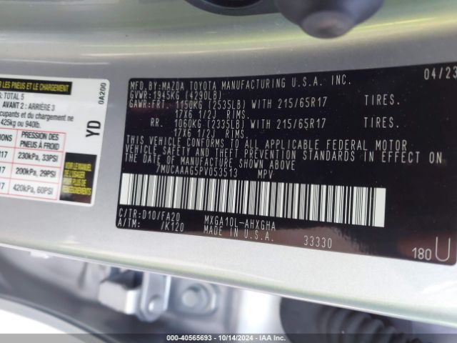 7MUCAAAG5PV053513 Toyota Corolla Cross Le