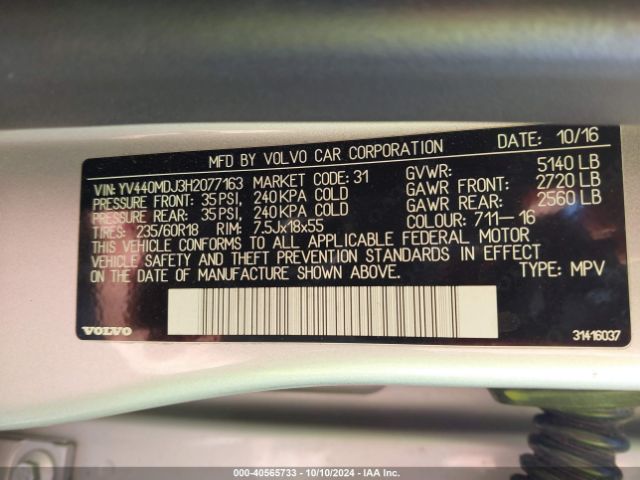 YV440MDJ3H2077163 Volvo Xc60 T5