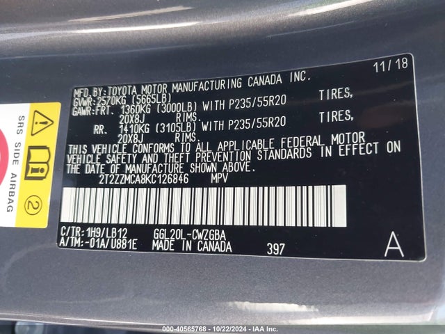 Lexus RX 350 2019 2T2ZZMCA8KC126846 Image 9