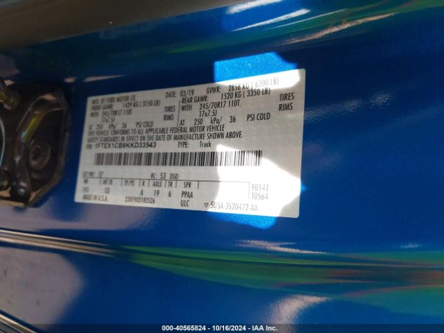 1FTEX1CB8KKD33543 Ford F-150 Xl
