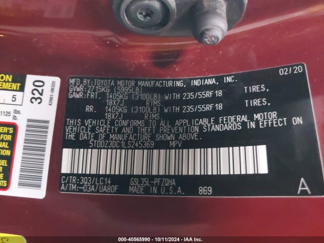 Toyota Sienna Xle Premium 2020 5TDDZ3DC1LS245369 Image 9