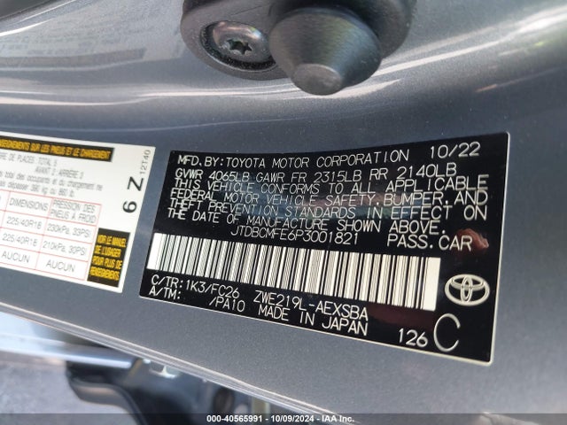 Toyota Corolla Hybrid Se 2023 JTDBCMFE6P3001821 Image 9