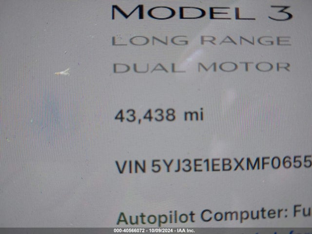 Tesla Model 3 Long Range Dual Motor All-wheel Drive 2021 5YJ3E1EBXMF065511 Image 15