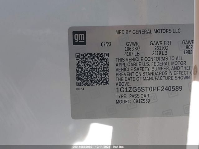 1G1ZG5ST0PF240589 Chevrolet Malibu Fwd Rs