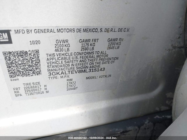 3GKALTEV8ML315143 GMC Terrain Awd Sle