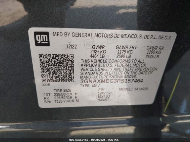 3GNAXMEG3PS157464 Chevrolet Equinox Fwd Rs