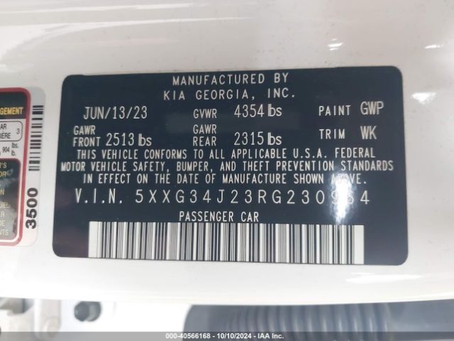 5XXG34J23RG230964 KIA K5 EX
